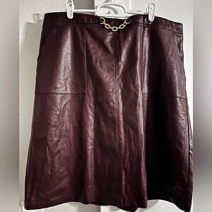 Marc New York Burgundy Faux Leather A-Line Skirt
